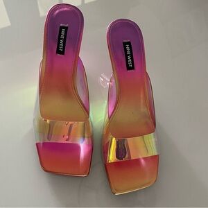 Nine West Raylen Iridescent Slip On Slide Sandal Pink - Size 9 - Never Been Used